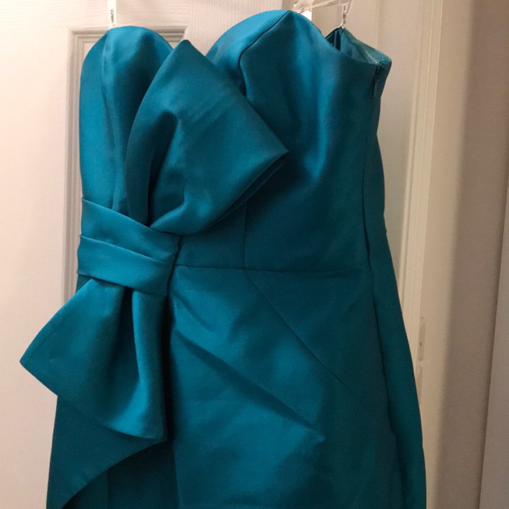Teal Floor Length Gown W/ Split & Matching Shawl - image 1
